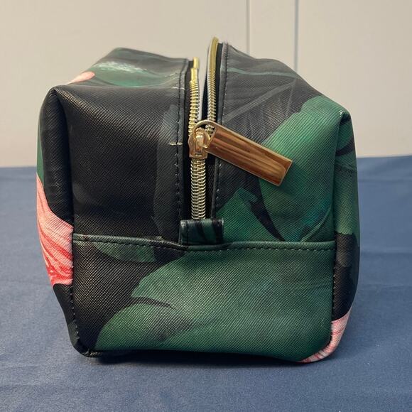 Jo&Jo Australia Make up/Accessory Bag Green/Pink/White Flamingo Clean Inside - Picture 6 of 11